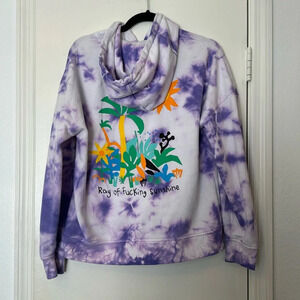 A-Lab Hippie Purple Tie Dye Ray of Fucking Sunshine Hoodie Sweatshirt Size Small